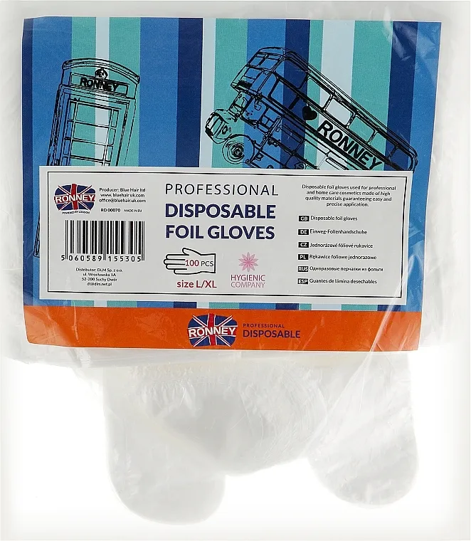 Ronney Professional Disposable Foil Gloves Jednokratne rukavice prozirne veličine L/XL 100 kom.