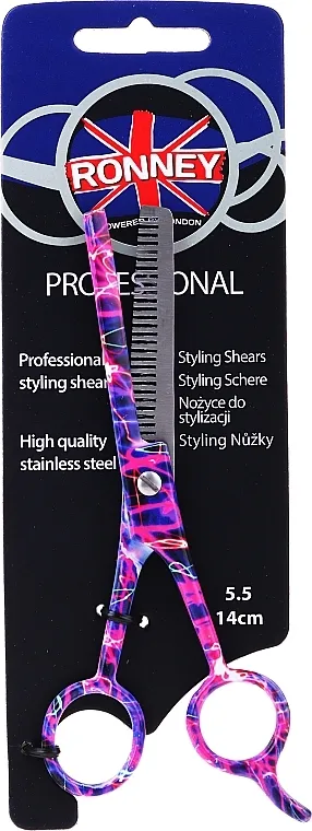 Ronney Professional Pink Neon Škare za stanjivanje 5.5 cm