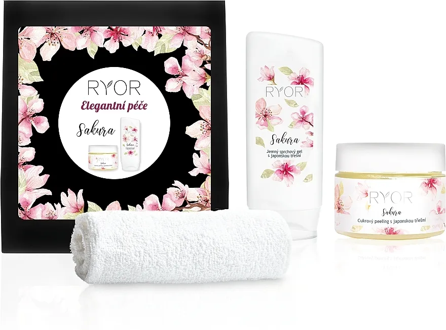 Ryor Sakura Box (sh/gel/200ml + peel/325ml + towel) Set
