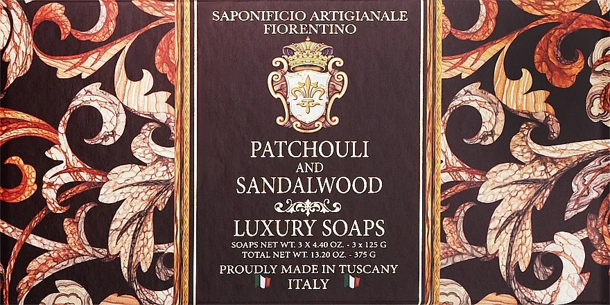 Saponificio Artigianale Fiorentino Patchoul And Sandalwood (soap/3x125g) Set sapuna "Pačuli i sandalovina"