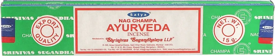 Satya Ayurveda Incense Indijski tamjan 'Ajurveda'