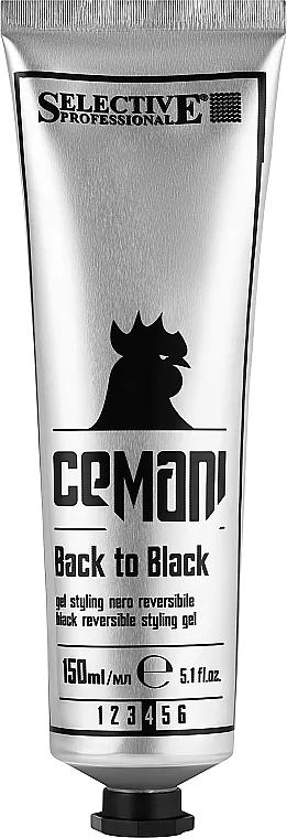 Selective Professional Cemani Back to Black Gel za oblikovanje s perivim crnim pigmentom "Kamuflaža sijede kose"