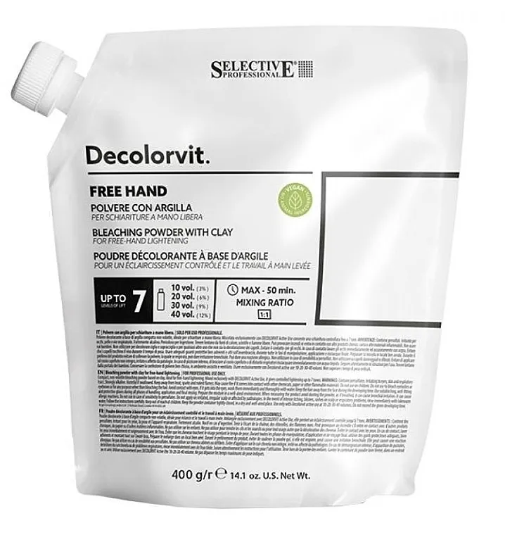 Selective Professional Decolorvit Free Hand Bleaching Powder Prah za posvetljivanje kose, 7 tonova