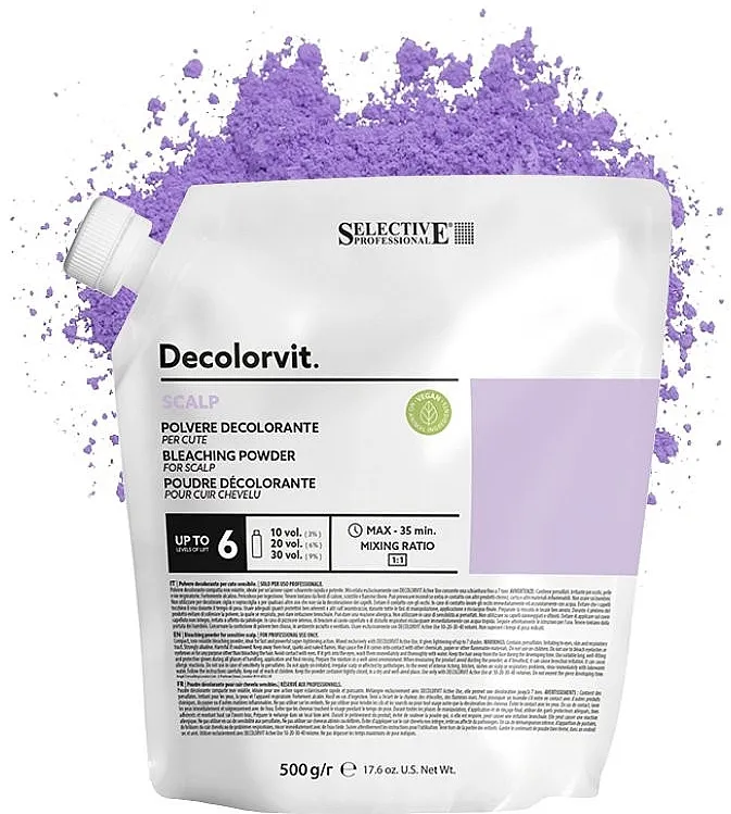 Selective Professional Decolorvit Scalp Bleaching Powder Puder za posvetljivanje kose, 6 tonova