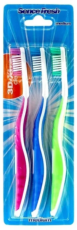 Sence Fresh Medium Toothbrush Set četkica za zube, 3 kom.