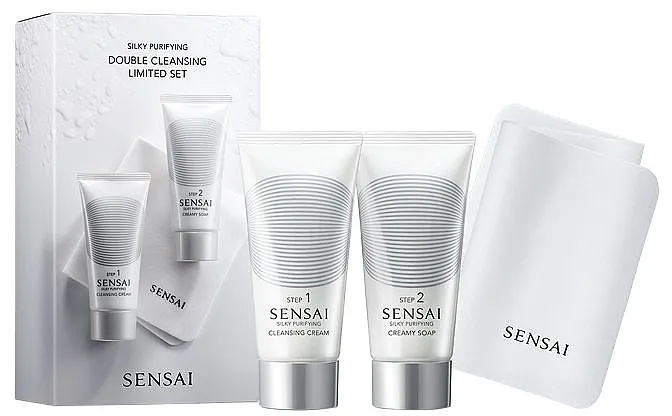 Sensai Silky Purifying Double Cleansing Set (cl/cr/75ml + soap/75ml + sponge/2pcs)