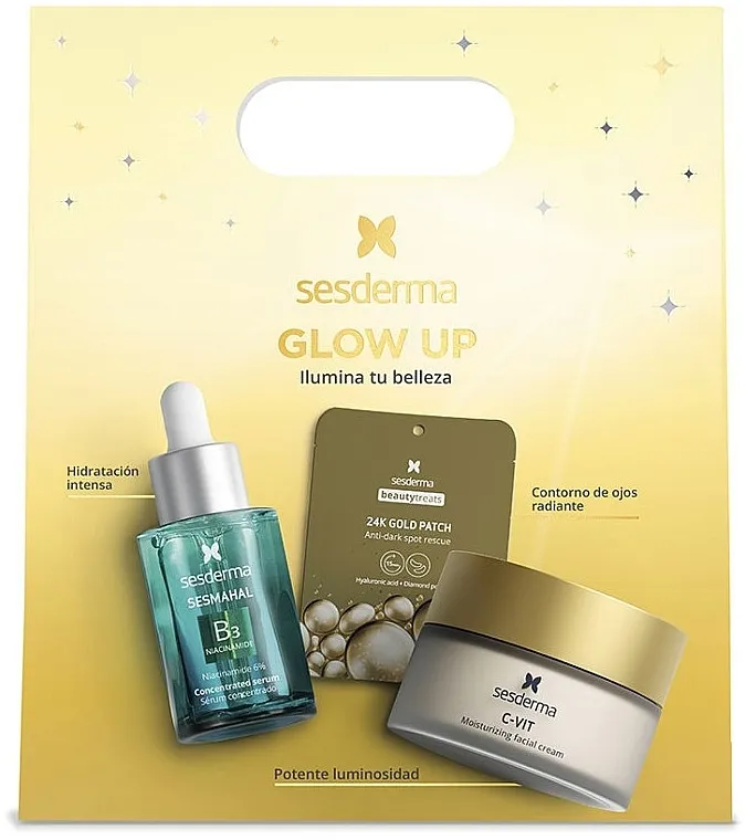 Sesderma Glow Up Kit (f/cr/50ml + f/ser/30ml + patch/2pcs) Set