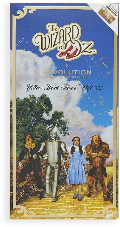Set, 4 predmeta Makeup Revolution x Wizard of Oz Yellow Brick Road Set (eye/palette/1pc + lip/gloss/3ml + brush/2pcs)