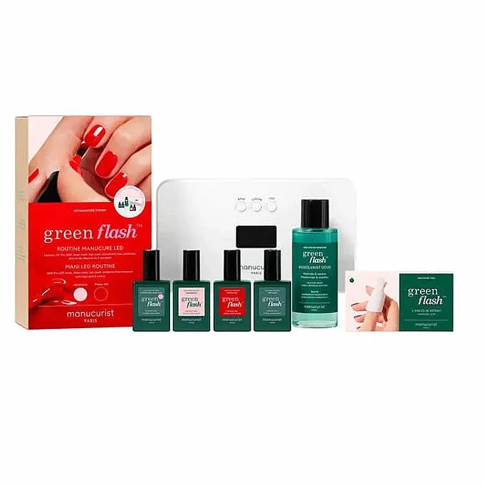 Set, 7 proizvoda Manucurist Pro Green Flash Kit Hortencia &amp; Poppy Red