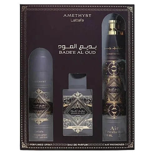 Set (air/fr/300ml + deo/200ml + edp/100ml) Lattafa Perfumes Bade'e Al Oud Amethyst