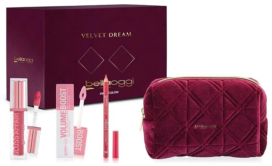 Set Bellaoggi Magic Glow Kit (lip/gloss/5ml + lip/boost/4.7ml + lip/liner/1.1g + bag)