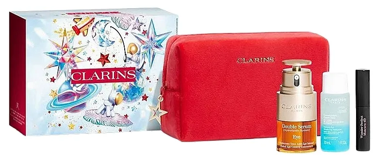 Set Clarins Double Serum Eye Collection Set (mascara/3ml + eye/ser/20ml + remover/30ml + bag/1pc)