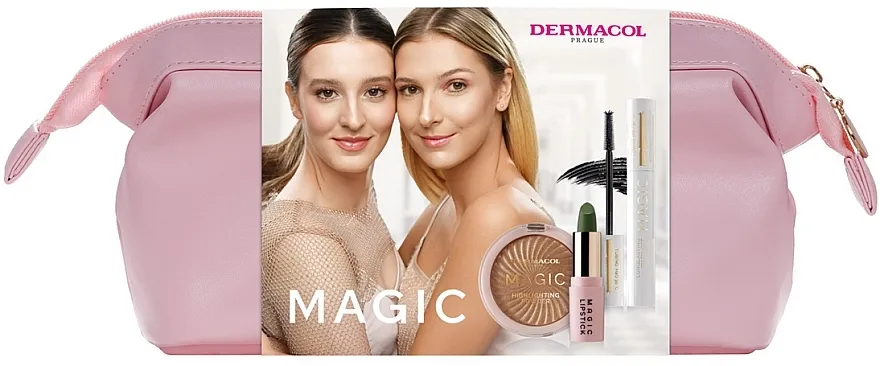 Set Dermacol Magic Set (mascara/13ml + highlliter/10g + lipstick/3,5g + bag/1pc)