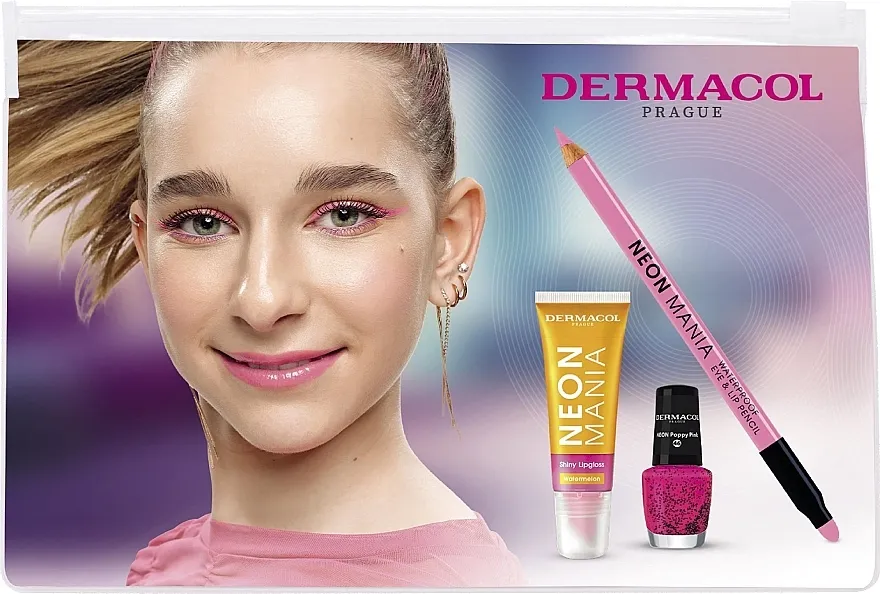 Set Dermacol Neon Mania Gift Set (lip/gloss/10ml + lip/pencil/1.1g + nail/polish/5ml)