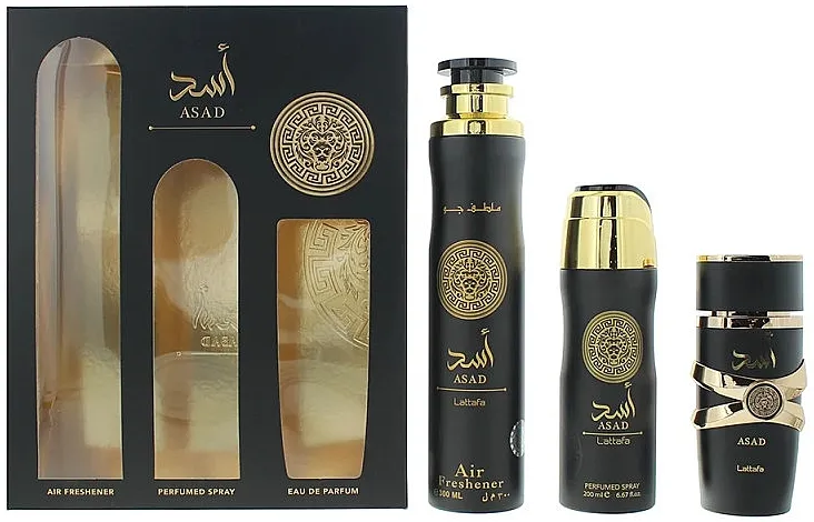 Set (edp/100ml + b/spray/200ml + osveživač vazduha/300ml) Lattafa Perfumes Asad