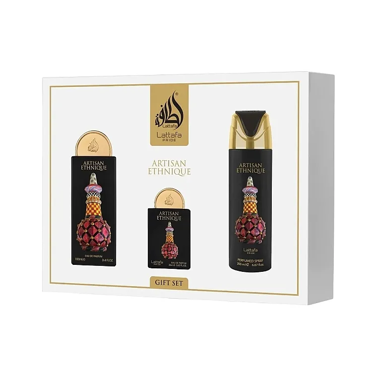 Set (edp/100ml + edp/20ml + deo/spray/200ml) Lattafa Pride Artisan Ethnique