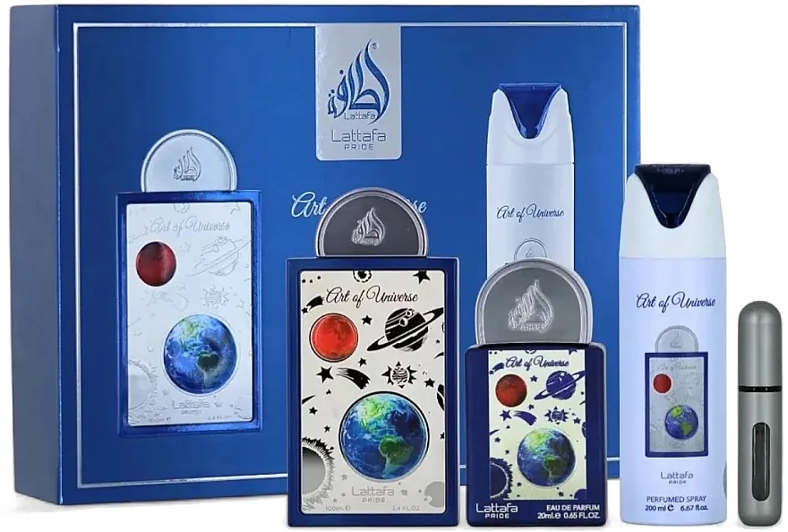 Set (edp/100ml + edp/20ml + deo/spray/200ml + prateći pribor) Lattafa Pride Art Of Universe