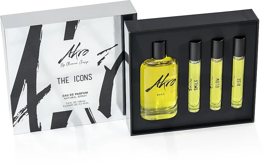 Set (edp/100ml + edp/2x10ml + parfum/10ml) Akro The Icons