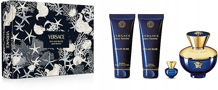 Set (edp/100ml + edp/5ml + gel za tuširanje/100ml + losion za telo/100ml) Versace Dylan Blue Pour Femme