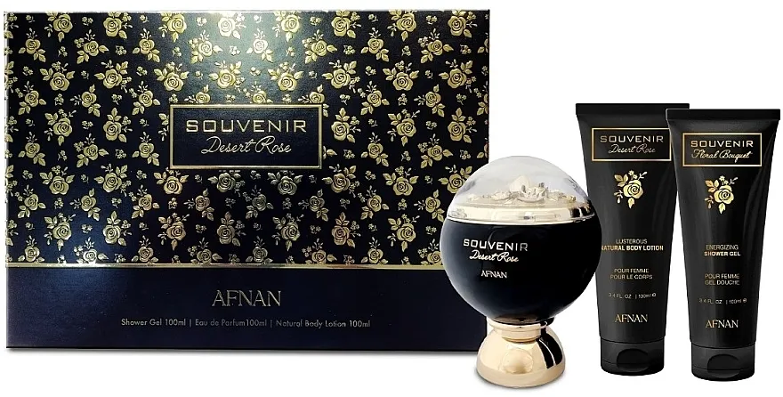 Set (edp/100ml + sh/gel/100ml + b/lot/100ml) Afnan Perfumes Souvenir Desert Rose