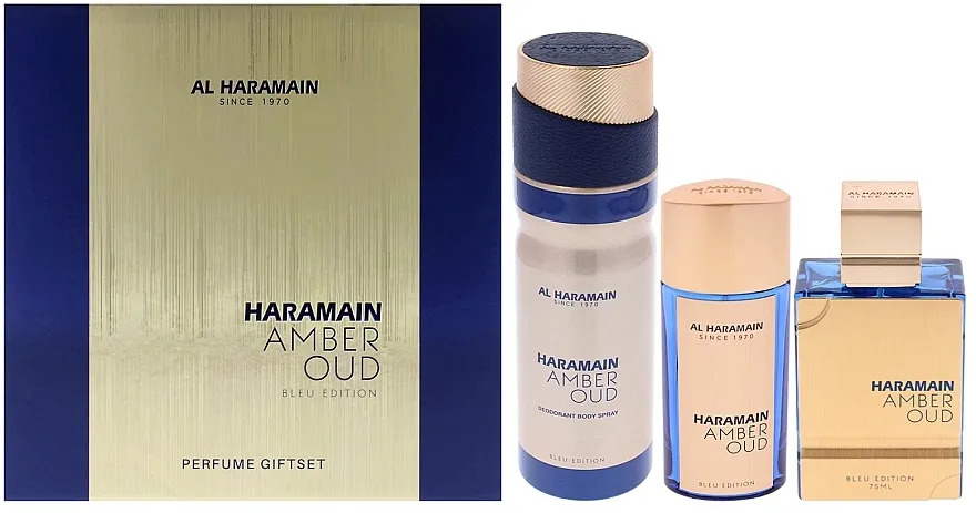 Set (edp/75ml + edp/30ml + deo/200ml) Al Haramain Amber Oud Blue Edition