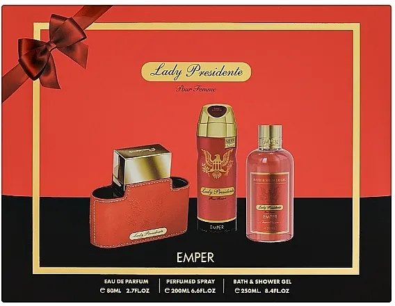 Set (edp/80ml + dezodorans/200ml + gel za tuširanje/250ml) Emper Lady Presidente