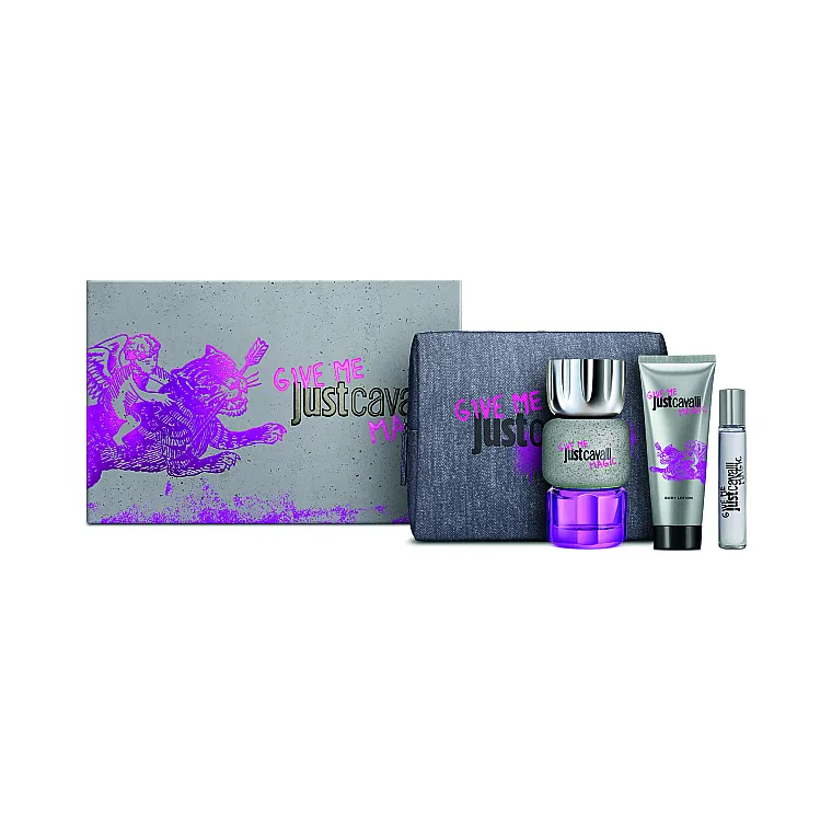 Set (edp/90ml + edp/15ml + b/lot/100ml + torbica) Roberto Cavalli Just Cavalli Give Me Magic For Her