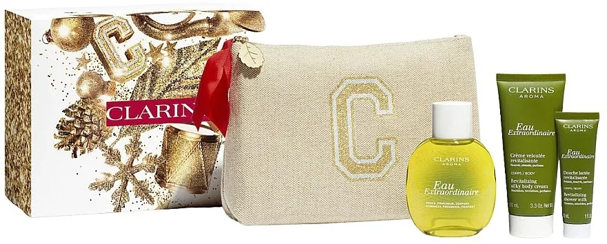 Set (edt/100ml + b/lot/100ml + sh/gel/30ml + pouch) Clarins Clarins Eau Extraordinaire