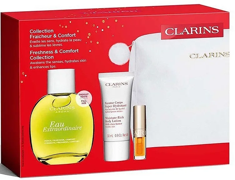Set (edt/100ml + b/lot/30ml + l/oil/1.4ml + torbica) Clarins Clarins Eau Extraordinaire