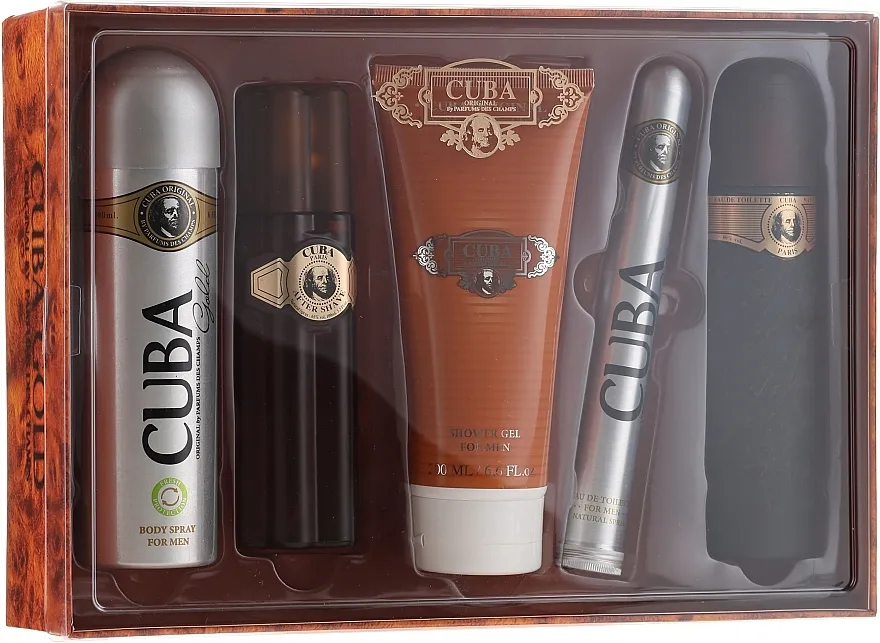 Set (edt/100ml + deo/200ml + ash/balm/100ml + sh/gel/200ml + edt/35ml) Cuba Cuba Gold