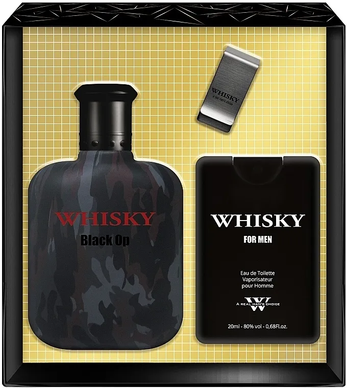 Set (edt/100ml + edt/20ml + kopča/za/novac) Evaflor Whisky Black Op