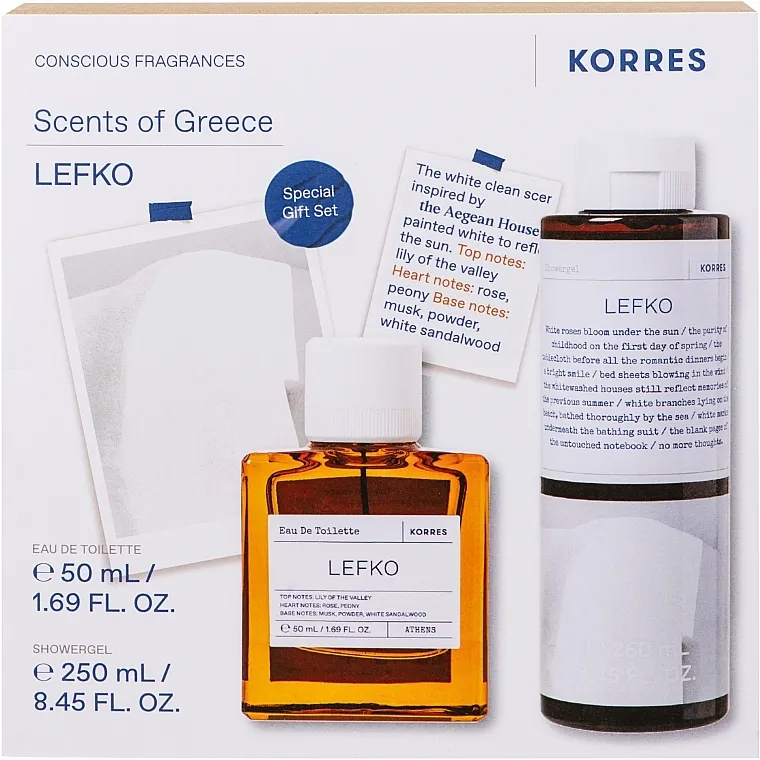 Set (edt/50ml + gel za tuširanje/250ml) Korres Lefko