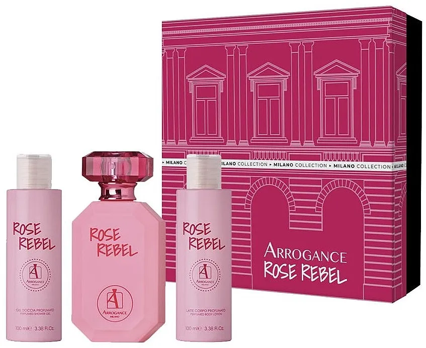 Set (edt/50ml + sh/gel/100ml + b/lot/100ml) Arrogance Rose Rebel