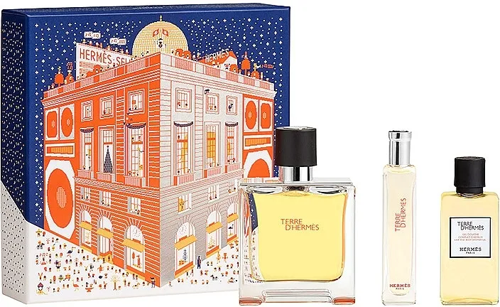 Set (edt/75ml + edt/15ml + sh/gel/25ml) Hermes Terre d'Hermes