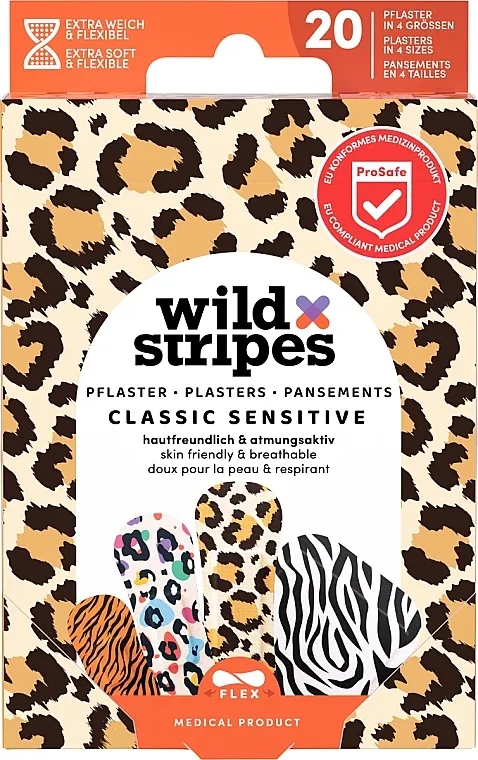 Set flastera, 20 kom. Wild Stripes Plasters Classic Sensitive Animal