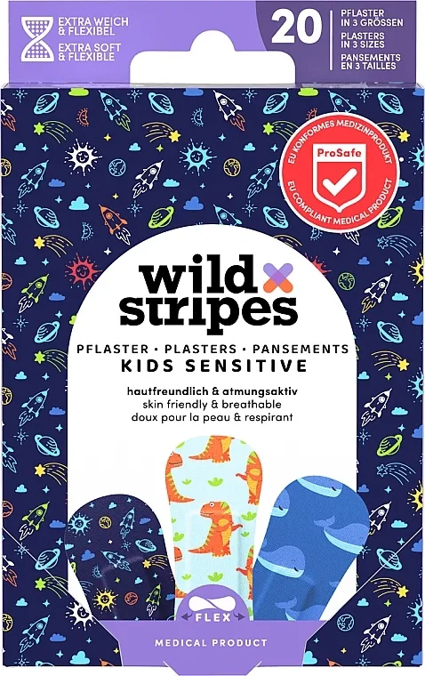 Set flastera za decu, 20 kom. Wild Stripes Plasters Kids Sensitive Space
