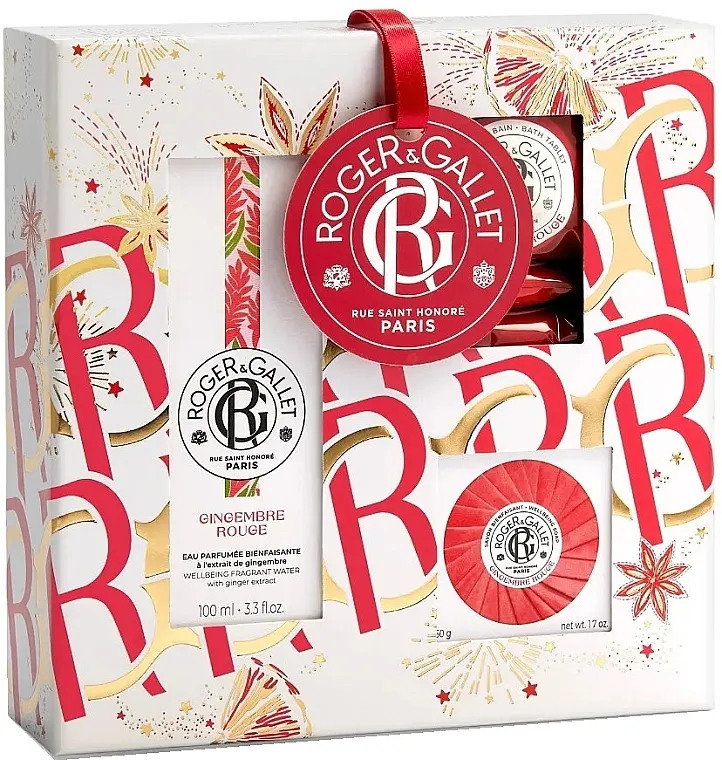 Set (f/water/100ml + soap/50g + b/tablet/3x25g) Roger &amp; Gallet Gingembre Rouge Wellbeing Fragrant Water