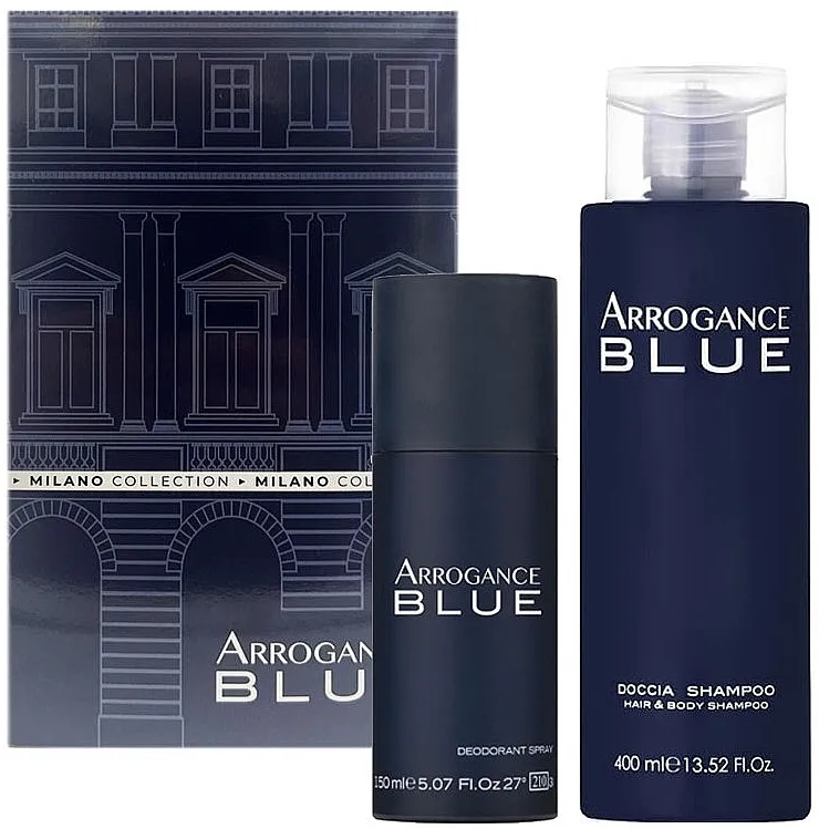 Set (g/h/šampon/400ml + dezodorans/150ml) Arrogance Blue