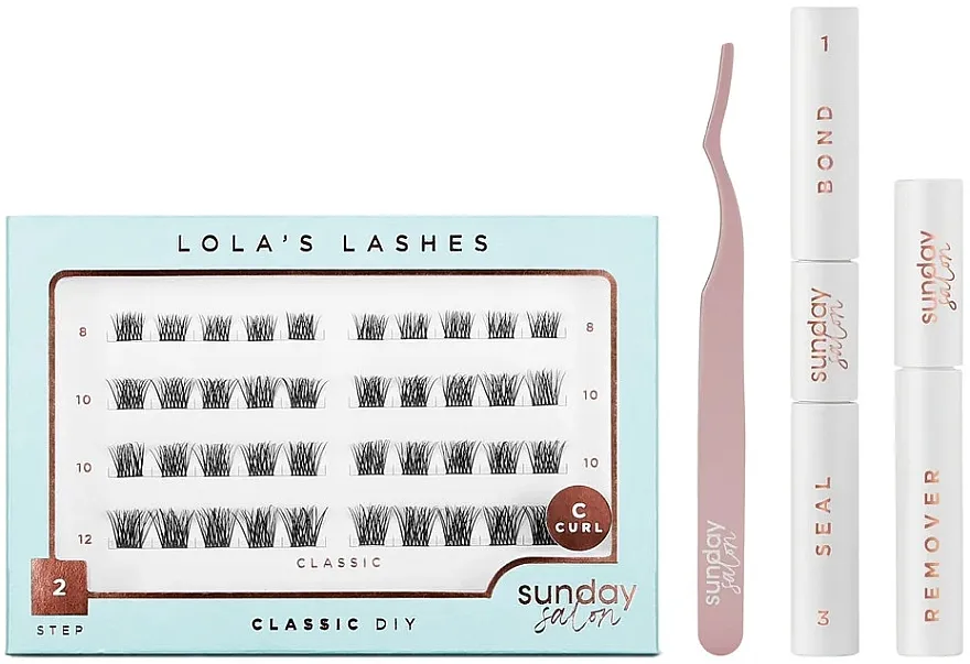 Set Lola's Lashes Classic Diy Lash Extensions Starter Set (bond/seal/2x3.5ml + remover/4ml + eyelashes/40pcs + applicator/1pcs)