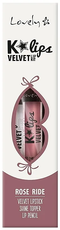 Set Lovely K'Lips Velvet (lipstick + lip/pencil + lip/top)