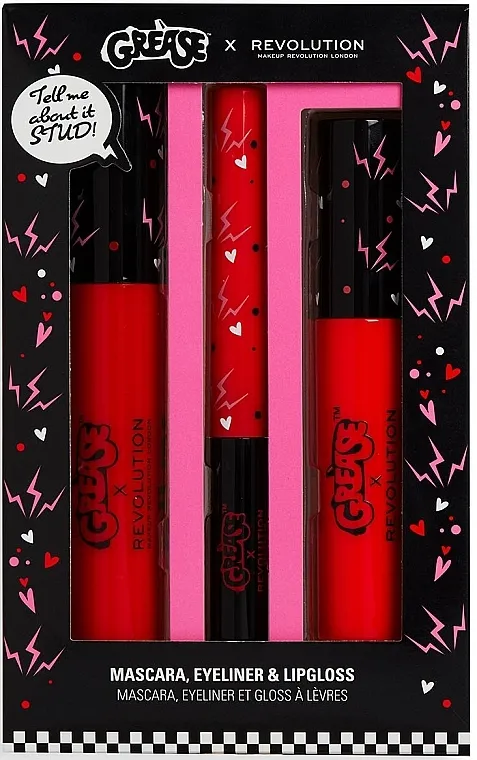 Set Makeup Revolution X Grease Shape Up Sandy Transformation (eye/liner/3ml + mascara/7ml + lip/gloss/4,5ml)