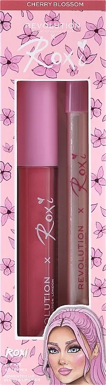 Set Makeup Revolution x Roxi Cherry Blossom Lip Set (lip/pencil/1g + lip/gloss/3ml)