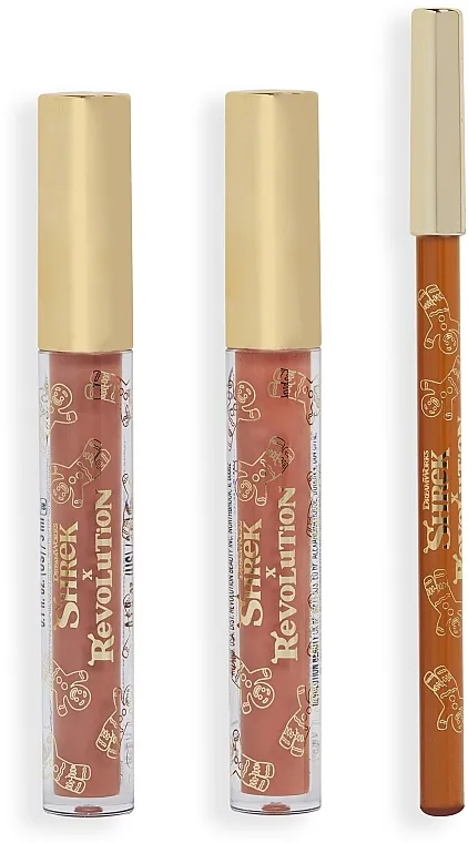 Set Makeup Revolution x Shrek Gingy Lip Kit (lipstick/3ml + lip/gloss/3ml + lip/liner/1g)