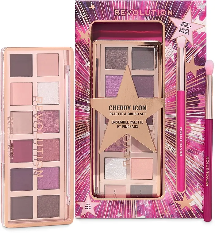 Set Makeup Revolution Cherry Icon Palette &amp; Brush Set (eyeshadow/palette/8.4g + brush/1pc)