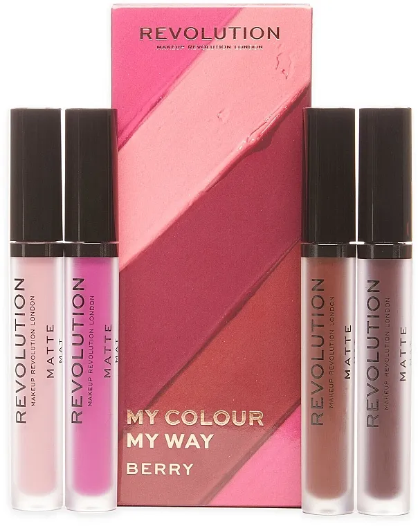 Set ruževa Makeup Revolution My Colour My Way Berry Lipstick Set (lipstick/4x3ml)