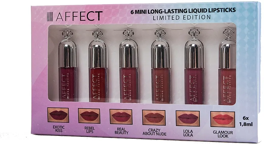 Set ruževa za usne Affect 6 Mini Long Lasting Liquid Lipsticks