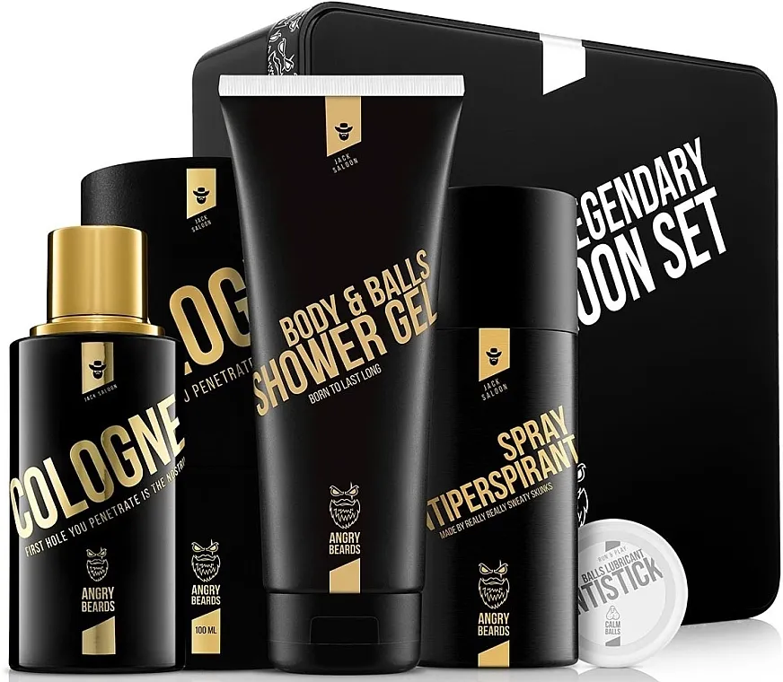 Set (sh/gel/230ml + edc/100ml + deo/150ml + stick/10g) Angry Beards Jack Saloon Set