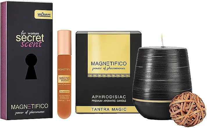 Set (sprej/20ml + sveća/200g) Valavani Magnetifico Pheromone Secret Scent for Woman