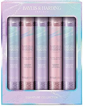 Set za kupanje sa solima, 5 proizvoda Baylis &amp; Harding Jojoba, Vanilla &amp; Almond Oil Dreamy Bath Salts Gift Set