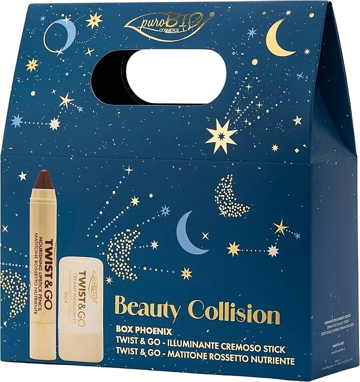 Set za šminkanje PuroBio Cosmetics Beauty Collision Box Phoenix (lipstick/2.9g + highlighter/5g)